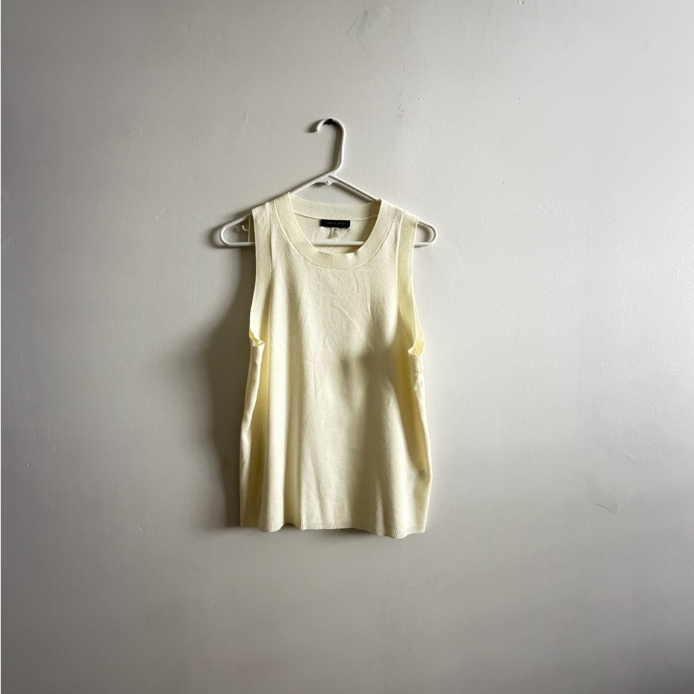 Cable & Gauge Cream Ribbed-Neck Knit Tank